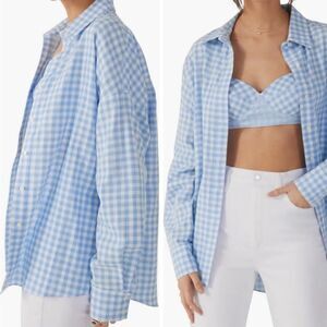 Favorite Daughter The Ex-Boyfriend Gingham Cotton Shirt Small NWT $198